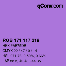 Color code: RGB 171 117 219 | qconv.com