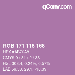 カラーコード: RGB 171 118 168 | qconv.com