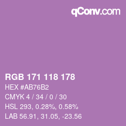 颜色代码: RGB 171 118 178 | qconv.com