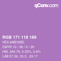颜色代码: RGB 171 118 189 | qconv.com