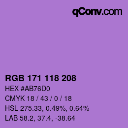 Farbcode: RGB 171 118 208 | qconv.com