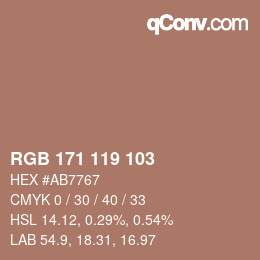 カラーコード: RGB 171 119 103 | qconv.com