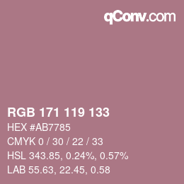 Código de color: RGB 171 119 133 | qconv.com