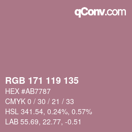 Color code: RGB 171 119 135 | qconv.com
