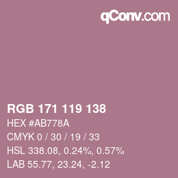 Color code: RGB 171 119 138 | qconv.com