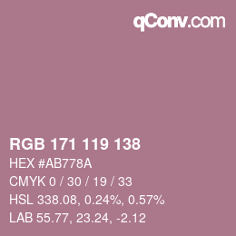 Color code: RGB 171 119 138 | qconv.com