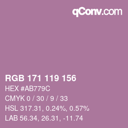 颜色代码: RGB 171 119 156 | qconv.com