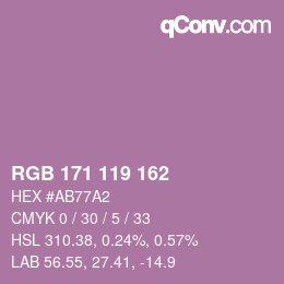 カラーコード: RGB 171 119 162 | qconv.com