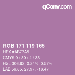 Color code: RGB 171 119 165 | qconv.com