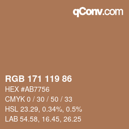 颜色代码: RGB 171 119 86 | qconv.com