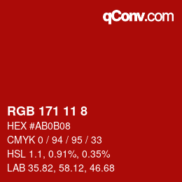 颜色代码: RGB 171 11 8 | qconv.com