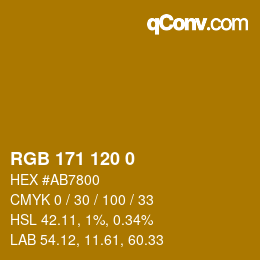 Color code: RGB 171 120 0 | qconv.com