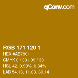 カラーコード: RGB 171 120 1 | qconv.com