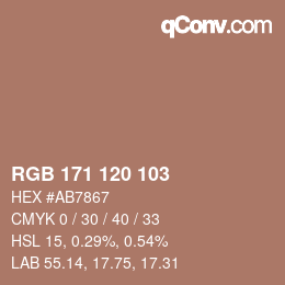 カラーコード: RGB 171 120 103 | qconv.com