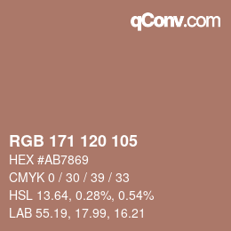 颜色代码: RGB 171 120 105 | qconv.com