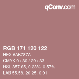 颜色代码: RGB 171 120 122 | qconv.com
