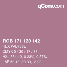 颜色代码: RGB 171 120 142 | qconv.com