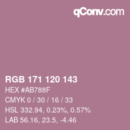 颜色代码: RGB 171 120 143 | qconv.com