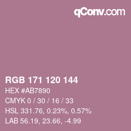 颜色代码: RGB 171 120 144 | qconv.com