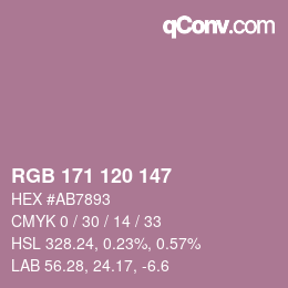 颜色代码: RGB 171 120 147 | qconv.com