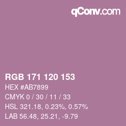 颜色代码: RGB 171 120 153 | qconv.com