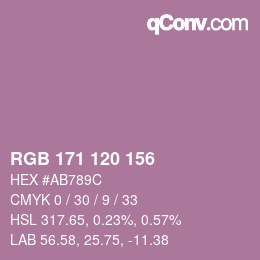 颜色代码: RGB 171 120 156 | qconv.com