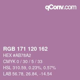 颜色代码: RGB 171 120 162 | qconv.com