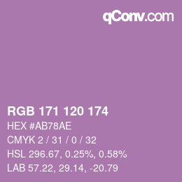 颜色代码: RGB 171 120 174 | qconv.com