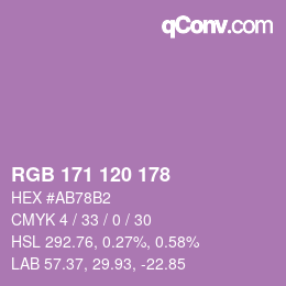 颜色代码: RGB 171 120 178 | qconv.com