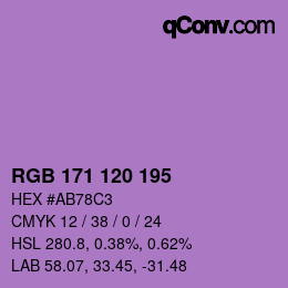 カラーコード: RGB 171 120 195 | qconv.com