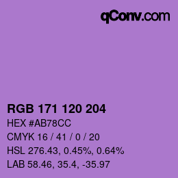 Color code: RGB 171 120 204 | qconv.com