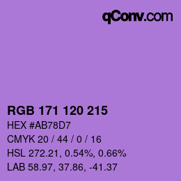 カラーコード: RGB 171 120 215 | qconv.com