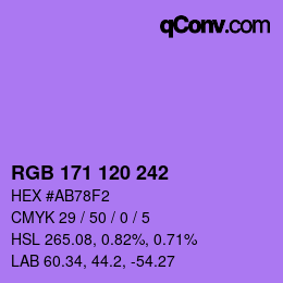 颜色代码: RGB 171 120 242 | qconv.com