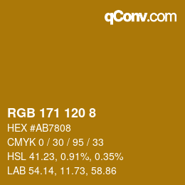 颜色代码: RGB 171 120 8 | qconv.com