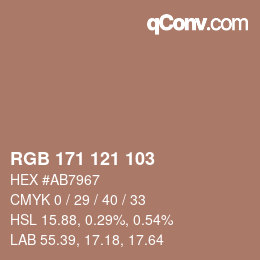 カラーコード: RGB 171 121 103 | qconv.com