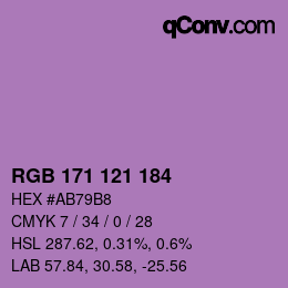 Color code: RGB 171 121 184 | qconv.com