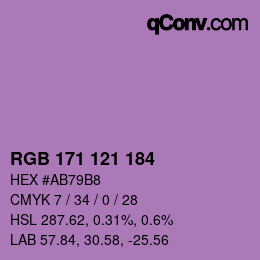 颜色代码: RGB 171 121 184 | qconv.com