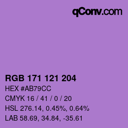 Color code: RGB 171 121 204 | qconv.com