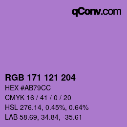 Color code: RGB 171 121 204 | qconv.com