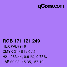 Color code: RGB 171 121 249 | qconv.com