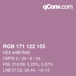 Color code: RGB 171 122 155 | qconv.com