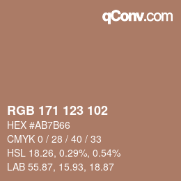 カラーコード: RGB 171 123 102 | qconv.com