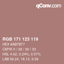 Color code: RGB 171 123 119 | qconv.com