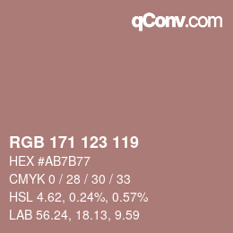 カラーコード: RGB 171 123 119 | qconv.com