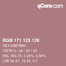 カラーコード: RGB 171 123 128 | qconv.com