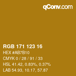 カラーコード: RGB 171 123 16 | qconv.com