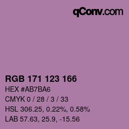 カラーコード: RGB 171 123 166 | qconv.com
