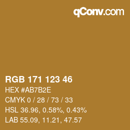 Color code: RGB 171 123 46 | qconv.com