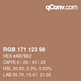 Color code: RGB 171 123 98 | qconv.com