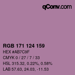 カラーコード: RGB 171 124 159 | qconv.com
